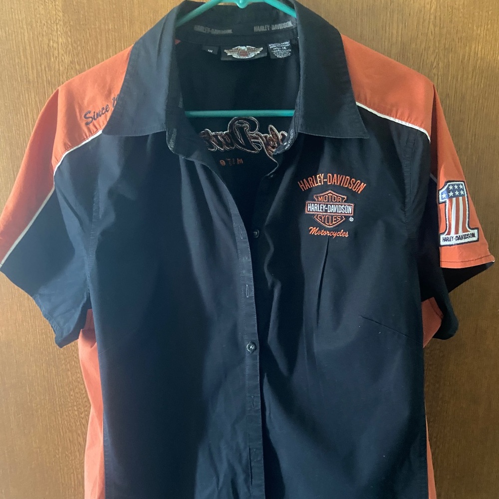 Harley Davidson orange and black shirt 1W
